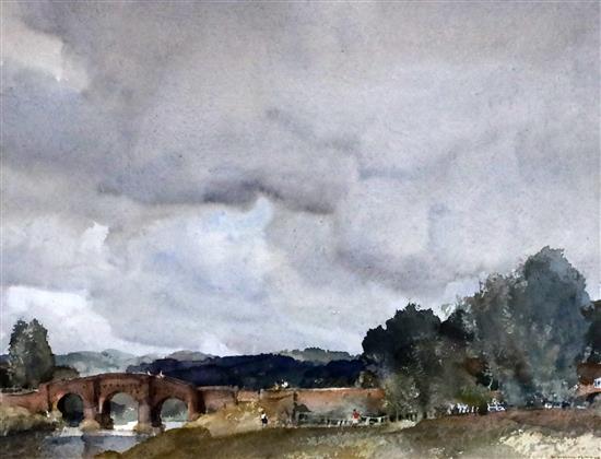 § Sir William Russell Flint (1880-1969) The Bridge at Bodiam Castle 10.5 x 14in.